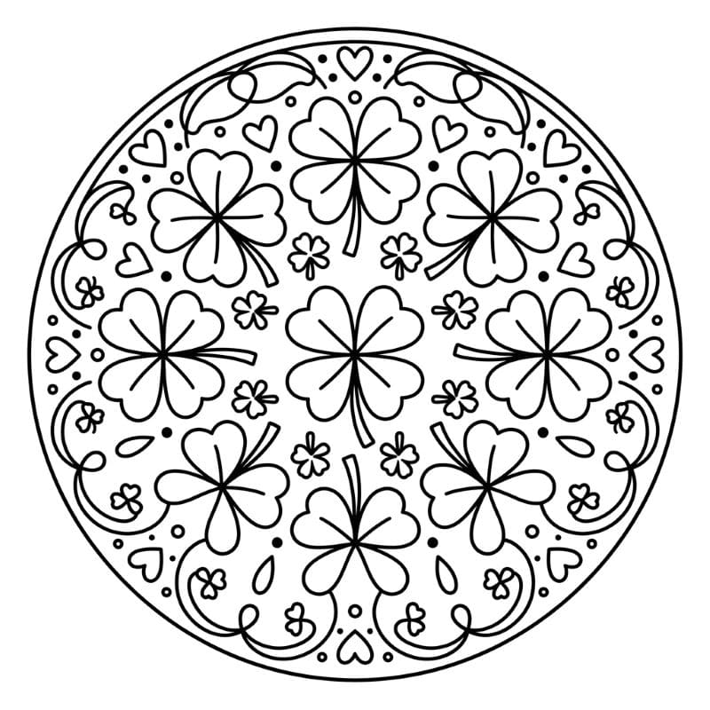 Coloriage Mandala: Trèfle pour enfants Mandalas