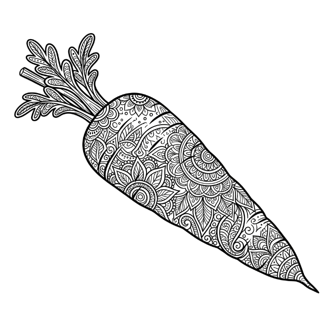 Coloriage Mandala: Zentangle Carotte Mandalas