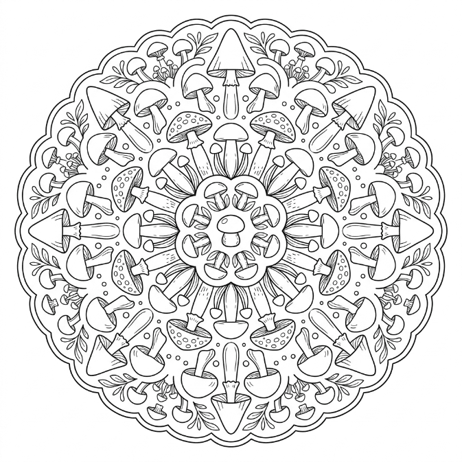 Coloriage Mandala Champignons Mandalas