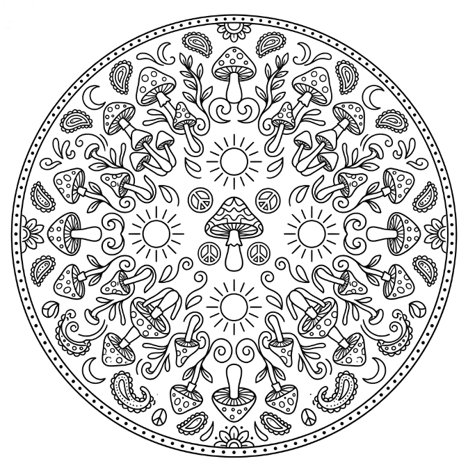 Champignons aux accents bohèmes Mandalas