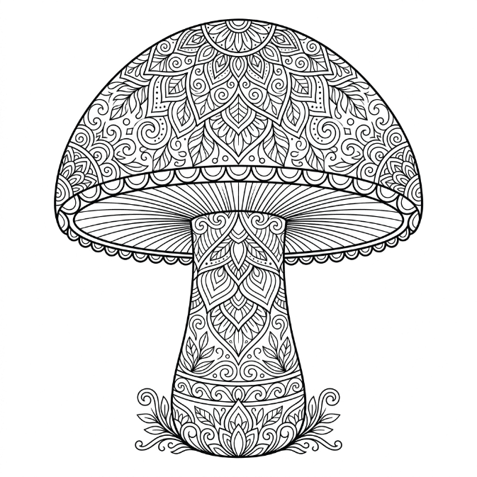 Champignons avec éléments décoratifs Mandalas