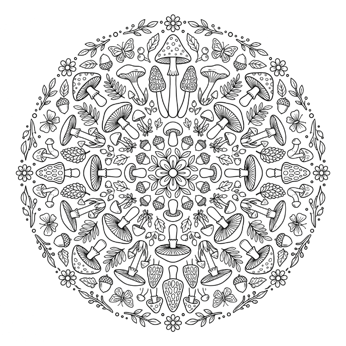 Champignons dans la nature Mandalas