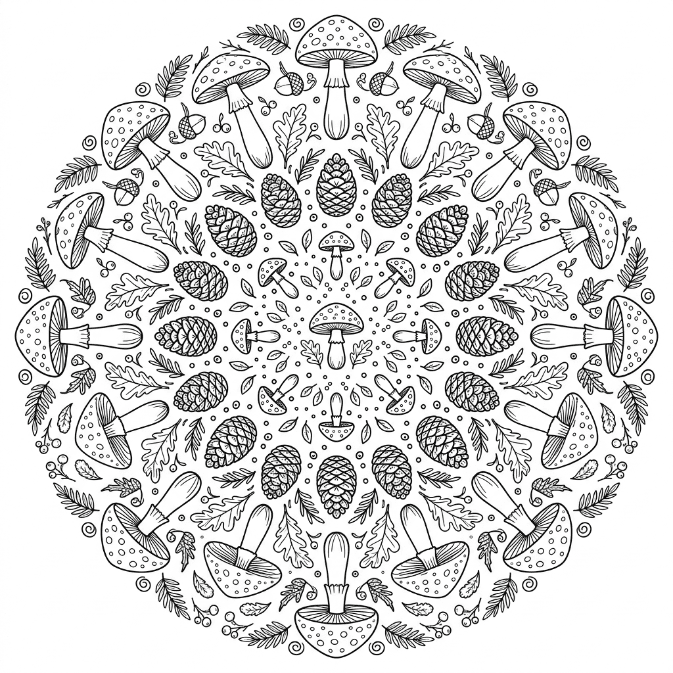 Champignons d'automne Mandalas