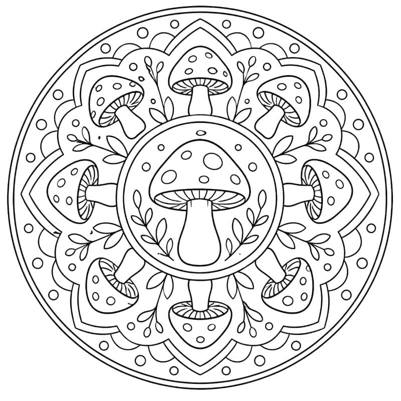 Champignons et mauvaises herbes Mandalas