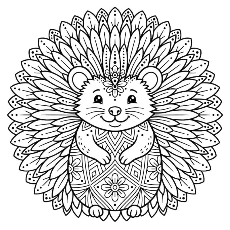 Coloriage Mandala: Adorable hérisson Mandalas