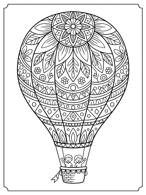 Adorable montgolfière Mandalas