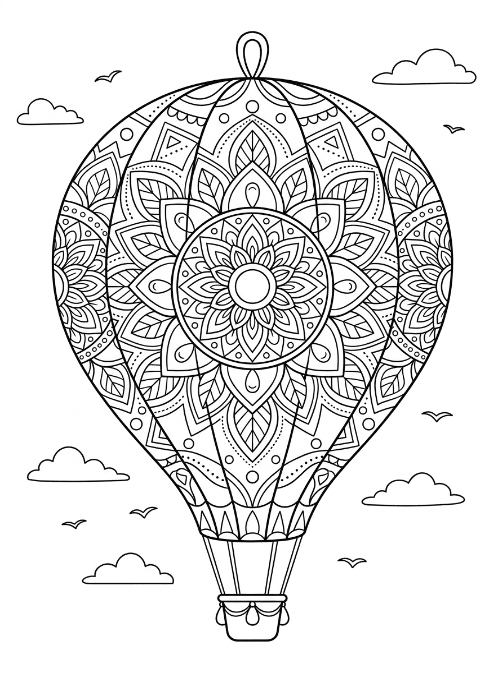 Belle montgolfière Mandalas