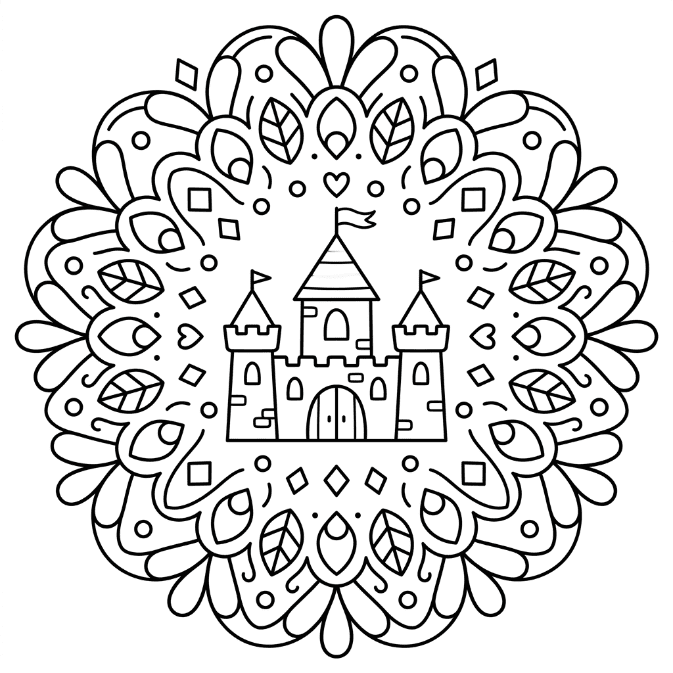 Coloriage Mandala: Château basique Mandalas