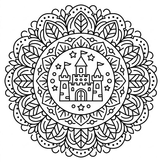 Coloriage Mandala: Château gratuit Mandalas