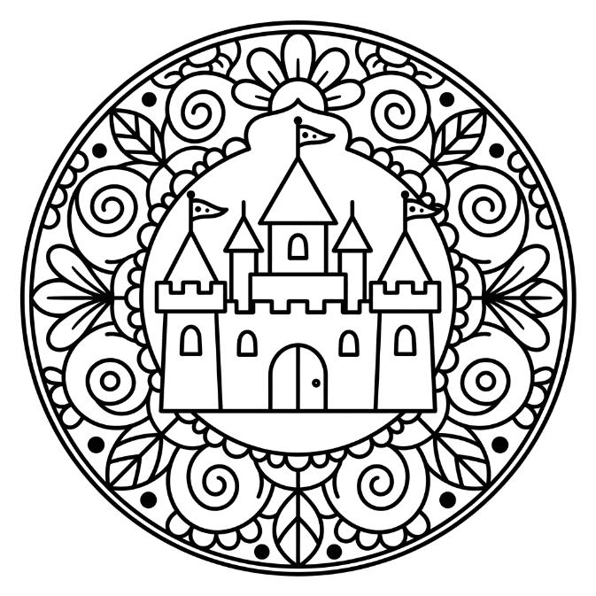 Coloriage Mandala: Château simple Mandalas