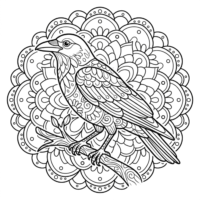 Coloriage Mandala Corbeaux Mandalas