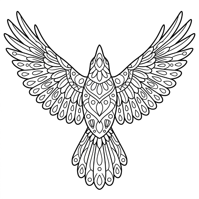 Coloriage Mandala: Corbeau pour adultes Mandalas