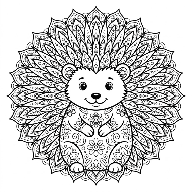 Coloriage Mandala: Hérisson artistique Mandalas