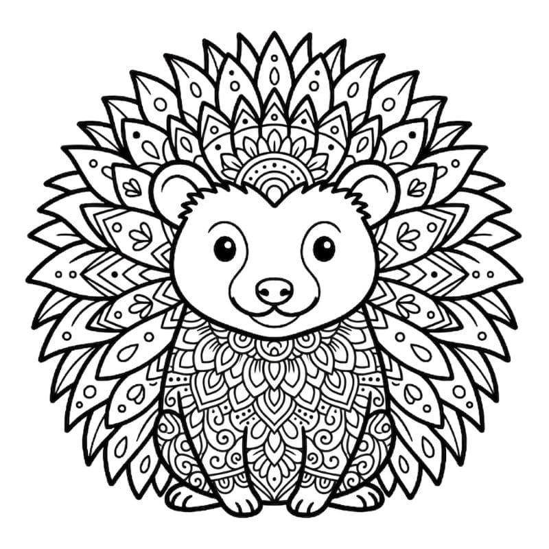 Coloriage Mandala: Hérisson assis Mandalas