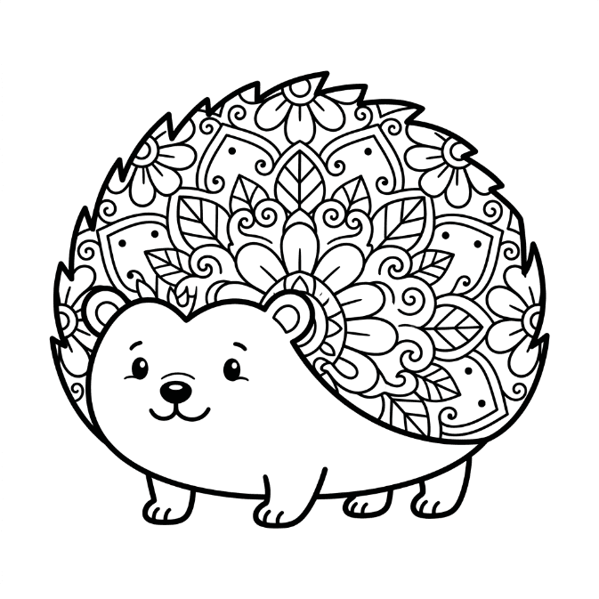 Coloriage Mandala: Hérisson chibi Mandalas