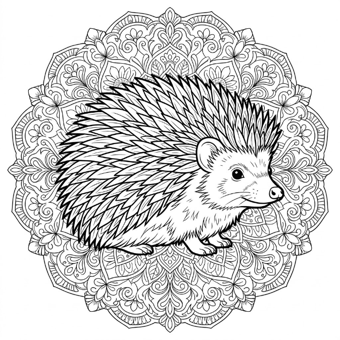 Coloriage Mandala: Hérisson pour adultes Mandalas