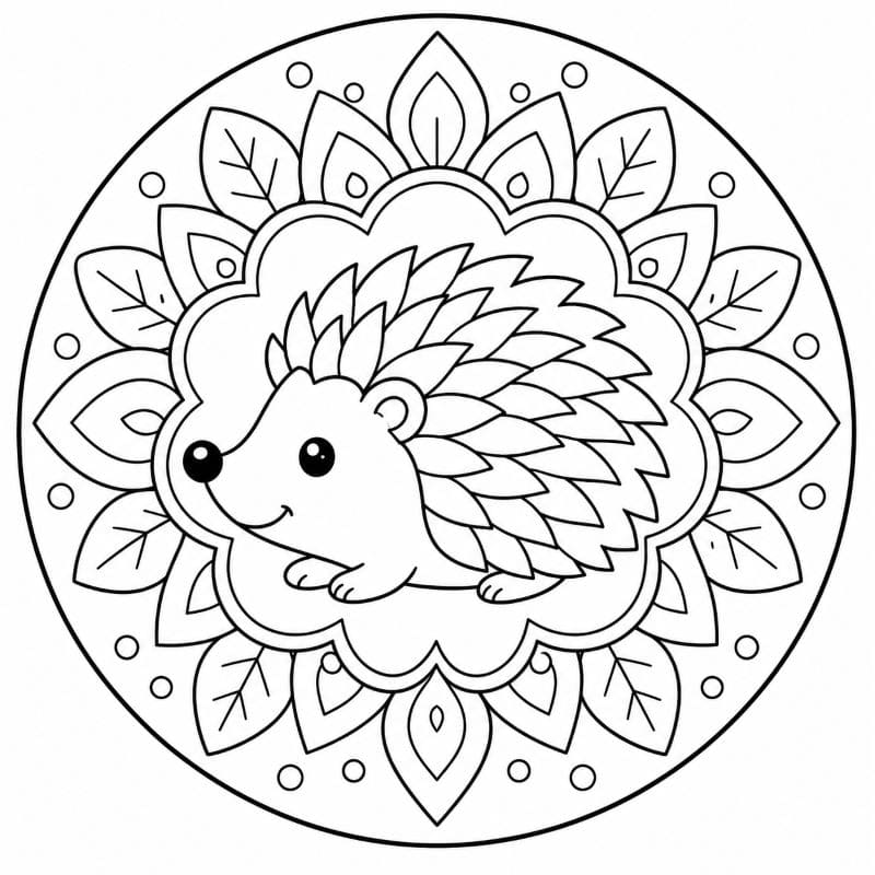 Coloriage Mandala: Hérisson simple Mandalas