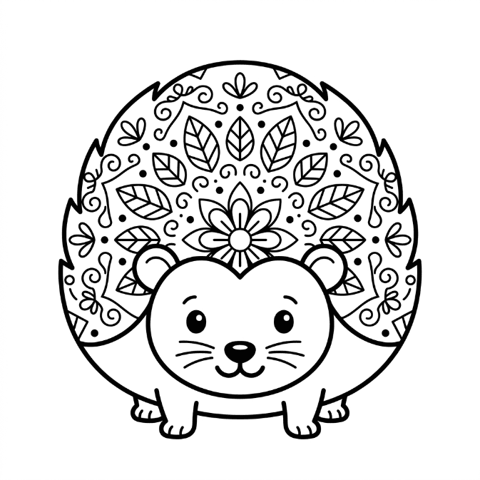 Coloriage Mandala: Hérisson vue de face Mandalas