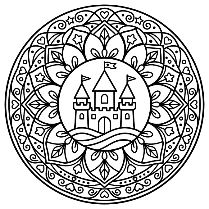 Coloriage Mandala: Joli château Mandalas
