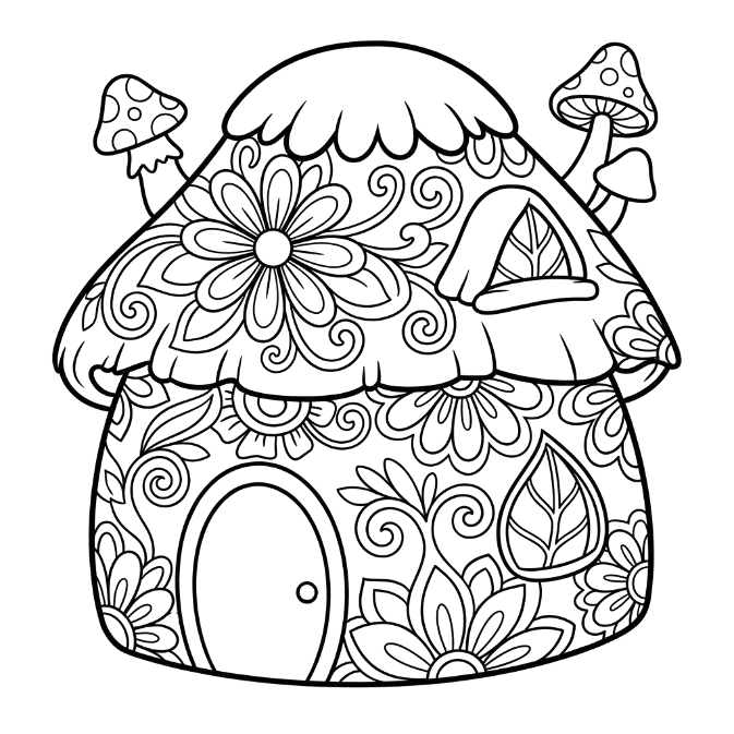 Coloriage Mandala: Jolie maison de fée Mandalas