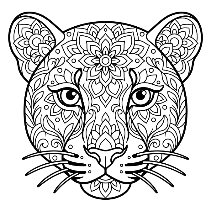 Coloriage Mandala: Léopard de base Mandalas