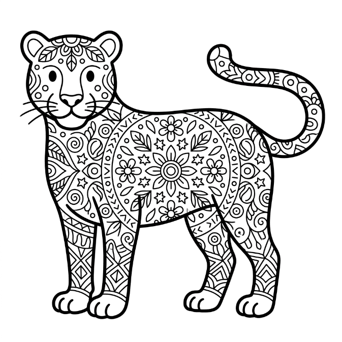 Coloriage Mandala: Léopard pour enfants Mandalas