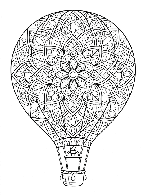 Coloriage Mandala: Magnifique montgolfière Mandalas