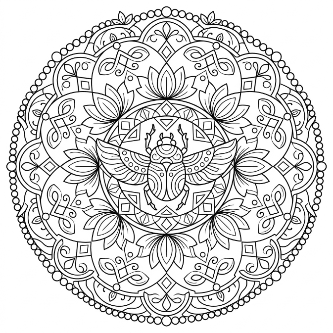 Coloriage Mandala: Magnifique Scarabée Mandalas
