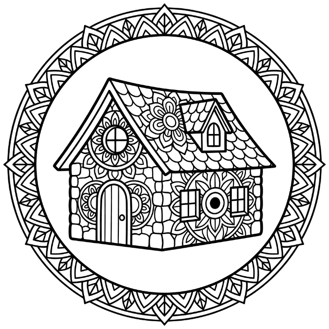 Coloriage Mandala: Maison confortable Mandalas