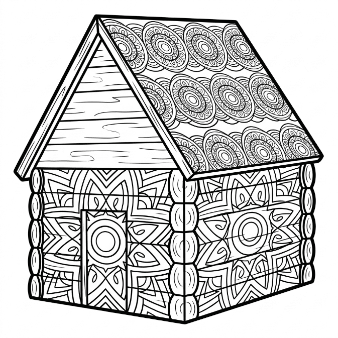 Coloriage Mandala: Maison en bois Mandalas