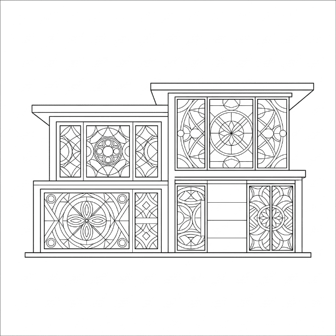 Coloriage Mandala: Maison moderne Mandalas