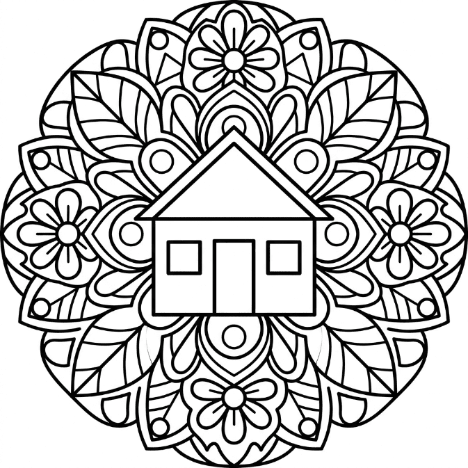 Coloriage Mandala: Maison simple Mandalas