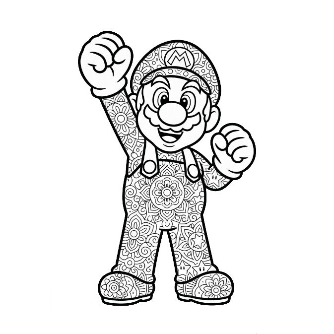 Coloriage Mandala: Mario célèbre Mandalas