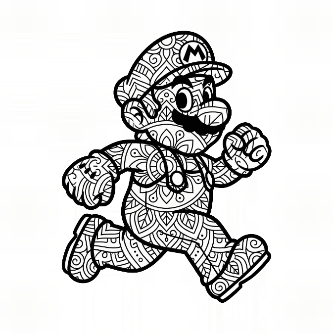 Coloriage Mandala: Mario dans le jeu Mandalas