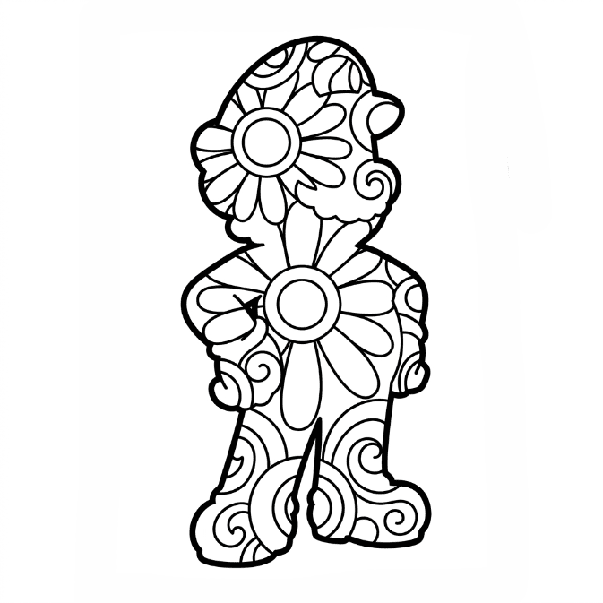 Coloriage Mandala: Mario facile Mandalas