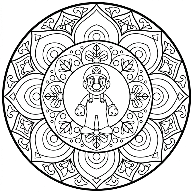 Coloriage Mandala: Mario gentil Mandalas