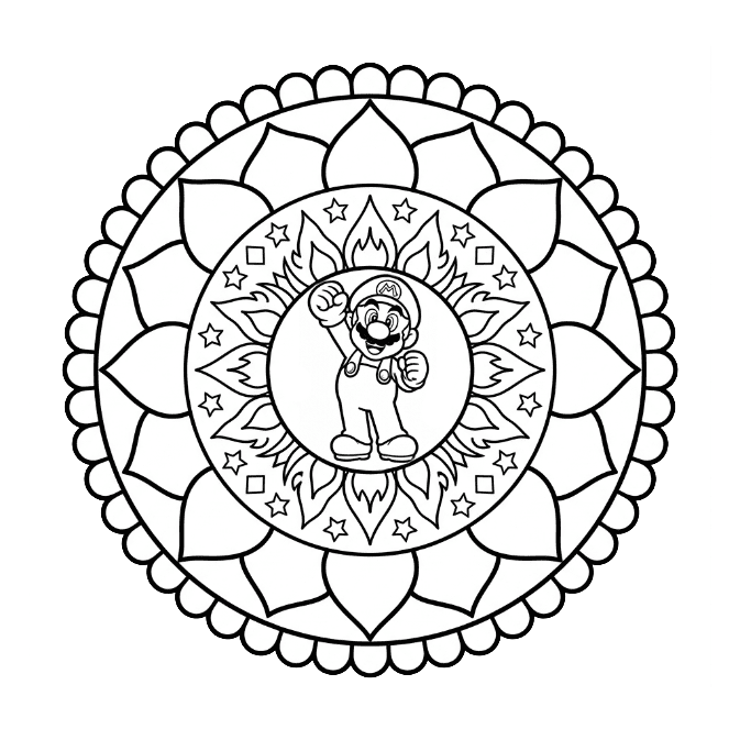 Coloriage Mandala: Mario gratuit Mandalas