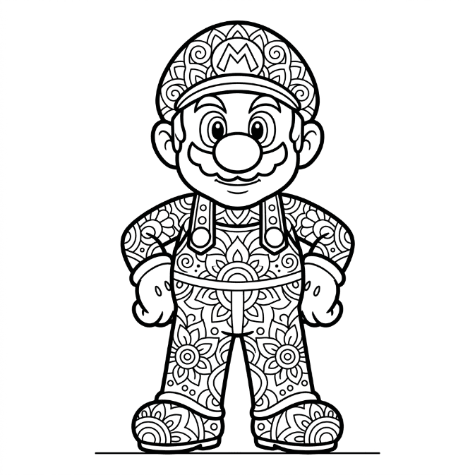 Coloriage Mandala: Mario héroïque Mandalas