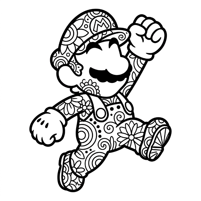 Coloriage Mandala: Mario mignon Mandalas