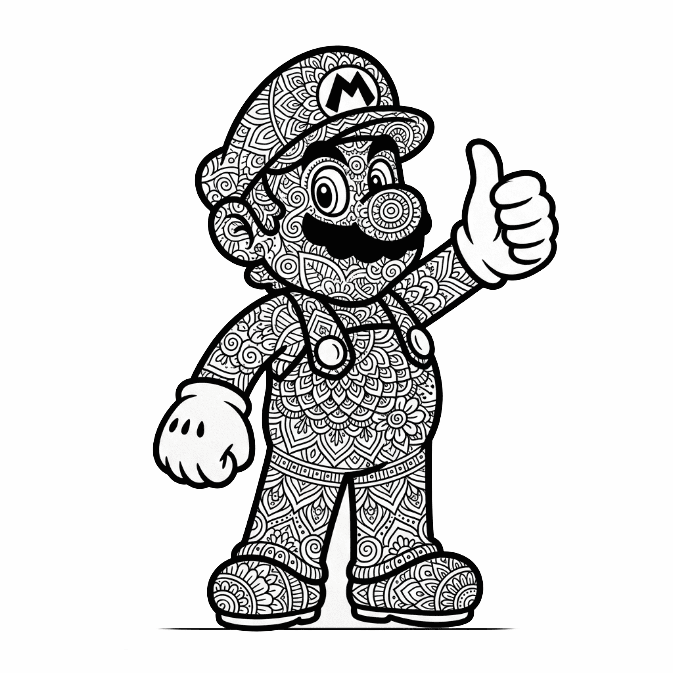 Coloriage Mandala: Mario pour adultes Mandalas