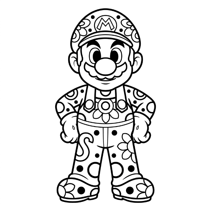 Coloriage Mandala: Mario pour enfants Mandalas