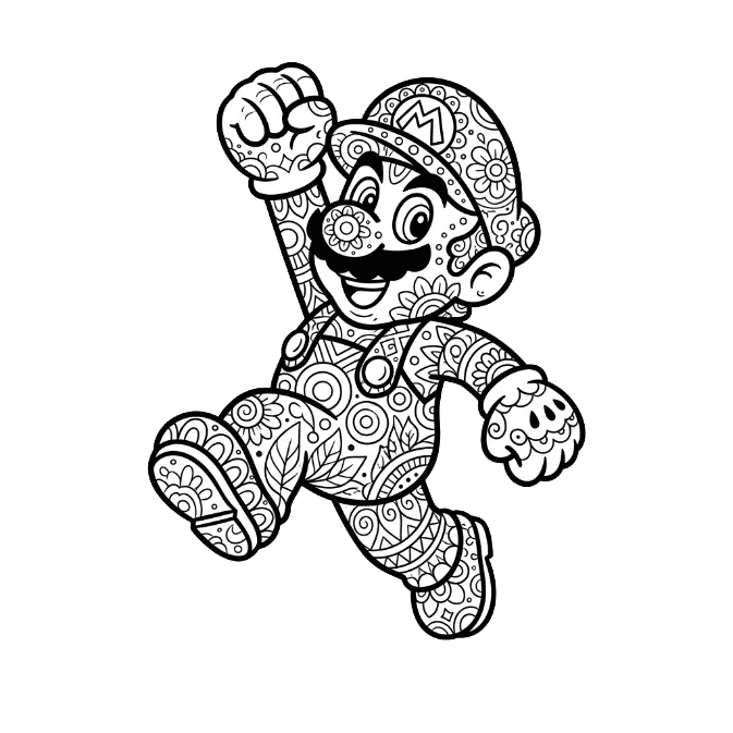 Coloriage Mandala: Mario qui saute Mandalas
