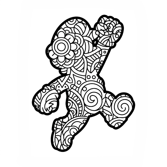 Coloriage Mandala: Mario simple Mandalas