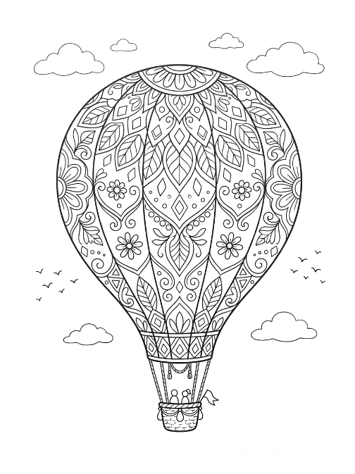 Coloriage Mandala: Montgolfière à motif floral Mandalas