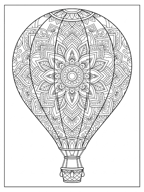 Coloriage Mandala: Montgolfière complexe Mandalas