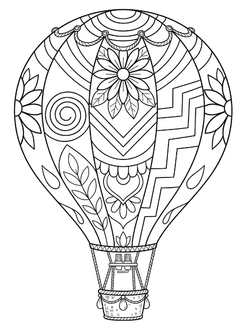 Coloriage Mandala: Montgolfière créative Mandalas