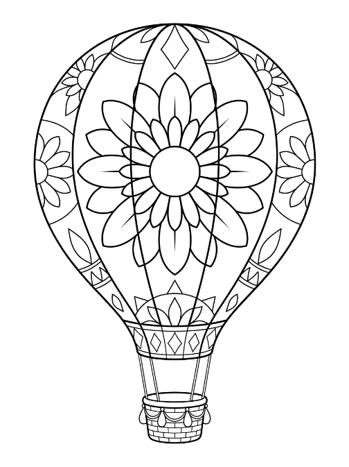 Coloriage Mandala: Montgolfière facile Mandalas