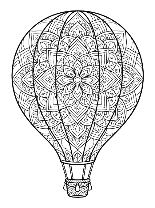 Coloriage Mandala: Montgolfière gratuit Mandalas