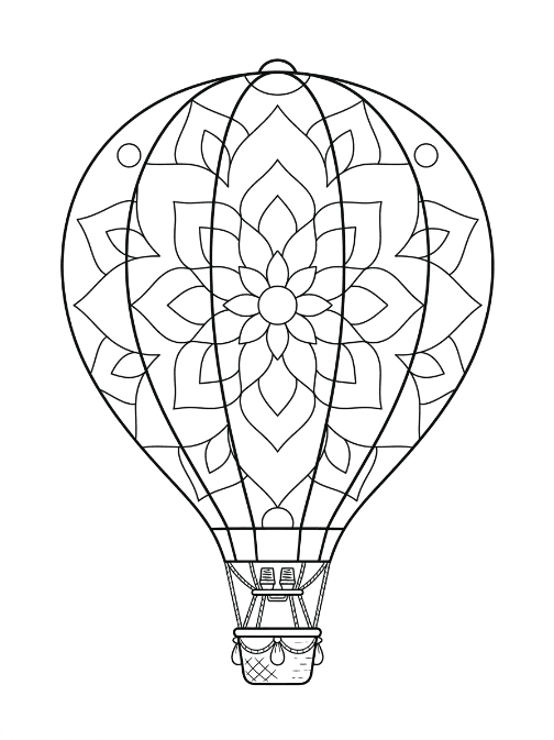 Coloriage Mandala: Montgolfière imprimable Mandalas