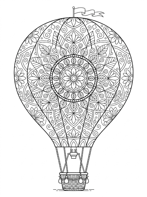 Coloriage Mandala: Montgolfière incroyable Mandalas